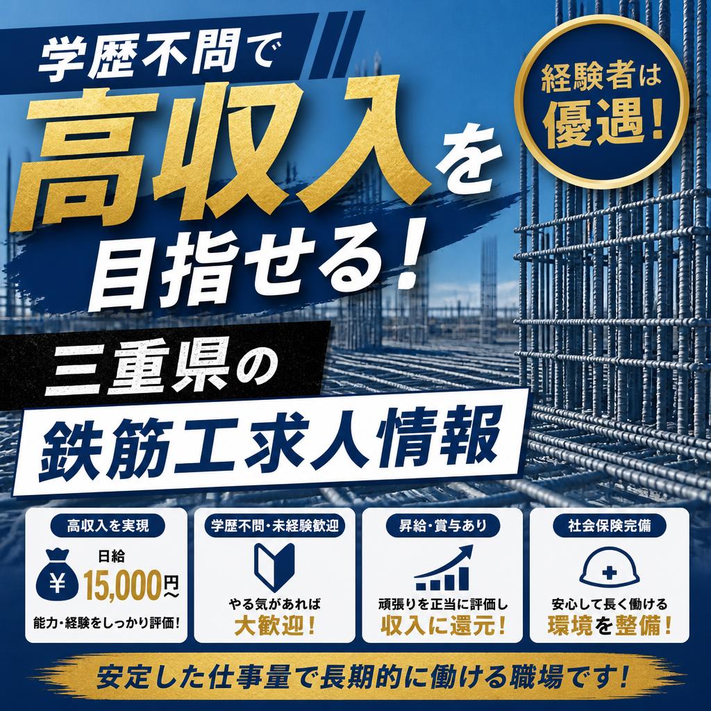学歴不問で高収入を目指せる！三重県の鉄筋工求人情報