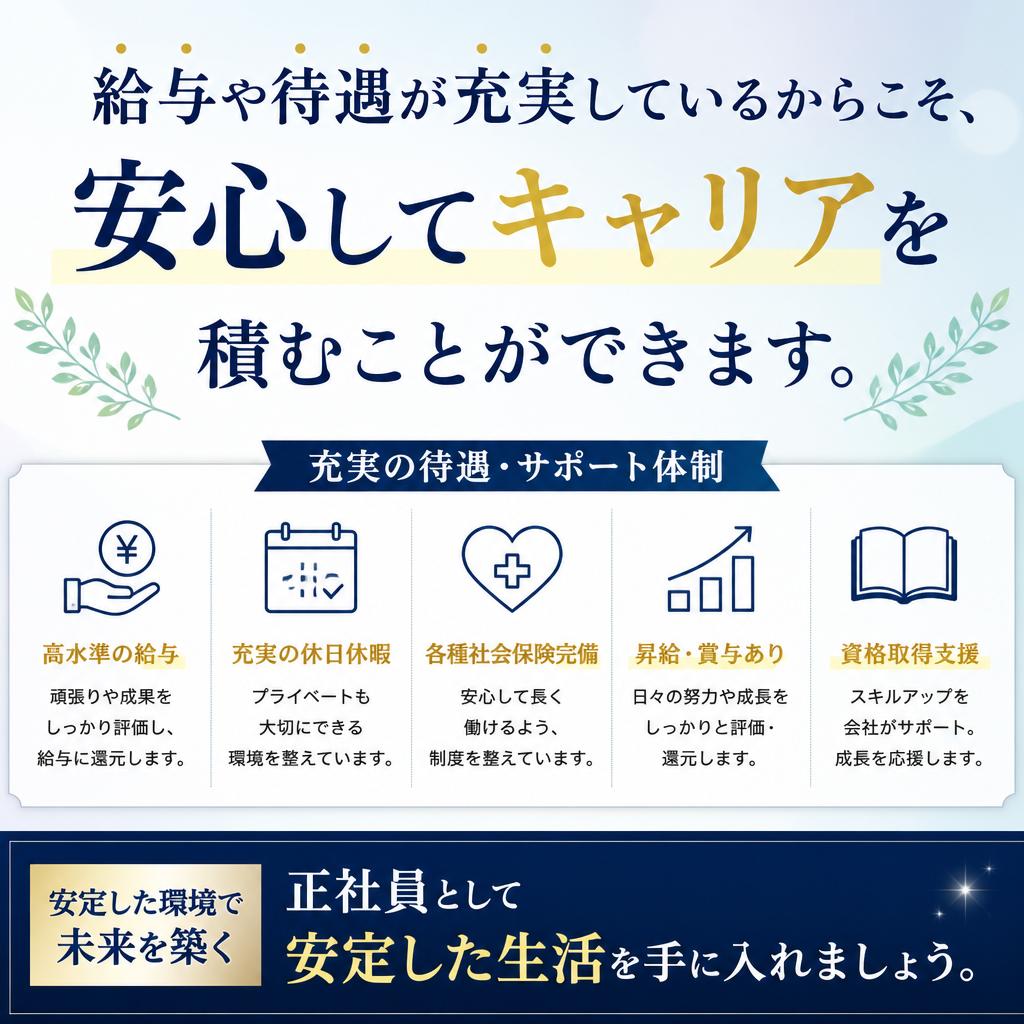 高待遇で安心の正社員雇用