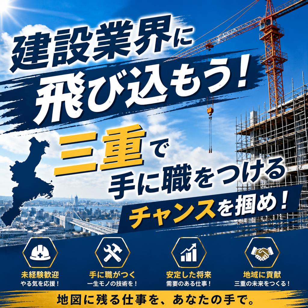 建設業界に飛び込もう！三重で手に職をつけるチャンスを掴め！