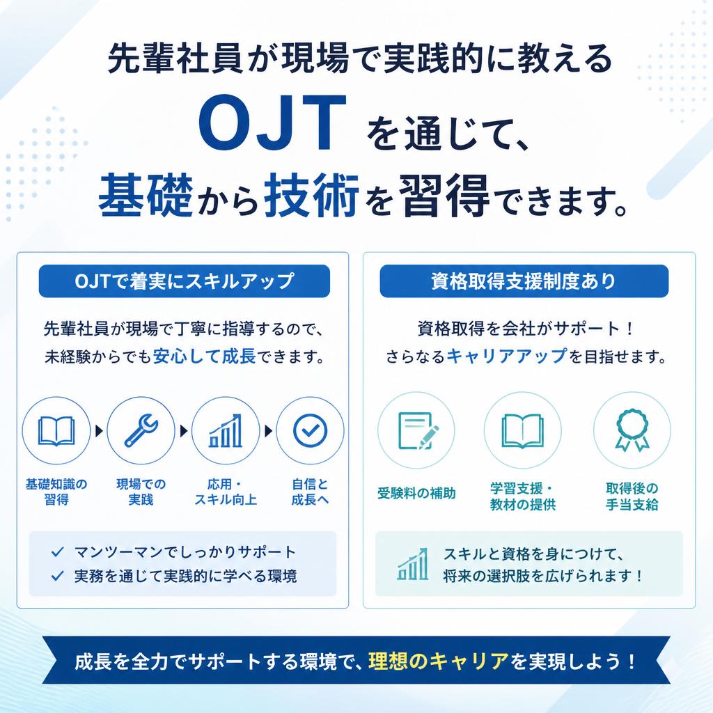 充実の教育制度でスキルアップ
