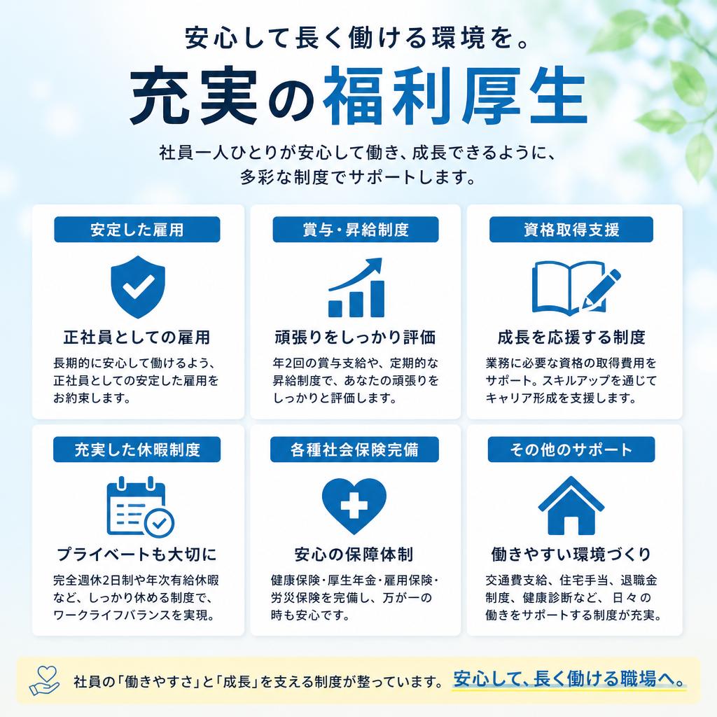 3. 福利厚生で安心・安定の職場環境